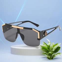New lion head one piece sunglasses trend big frame sunglasses female personality hollow temple glasses