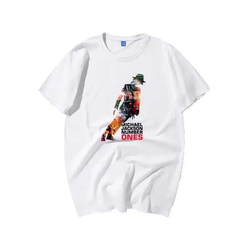Cotton 2026 Summer New Children's T-shirt Commemorative Michael Jackson Printed Parent Child Loose Round Neck Short Sleeve