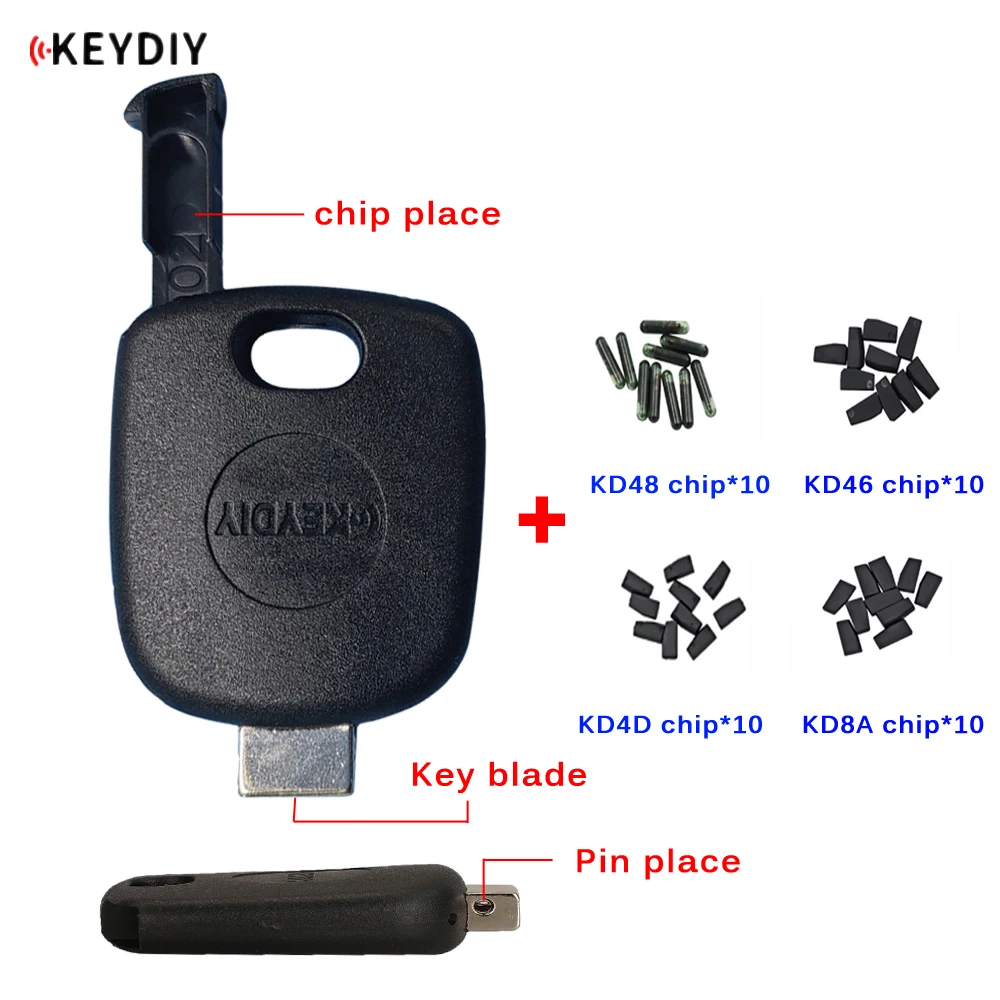 KEYDIY Universal KD Transponder Key Head Can Install Different KD/VVDI Key Blade and Chip KD48/46/4D/8A