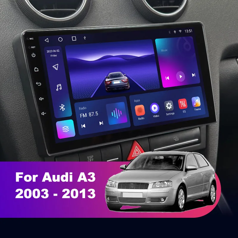 Cadre De Radio 2 DIN Pour Audi A3 (8P/8PA) 2003-2013 - Façade Montage Autoradio Noire, Adaptateur Précis Et Facile à Installer