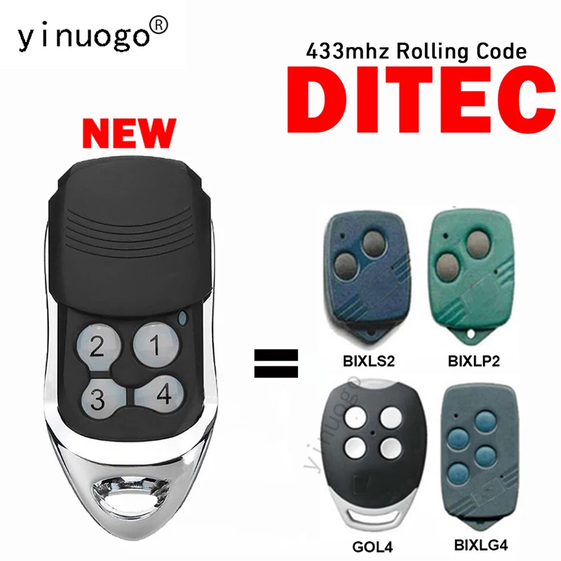 For DITEC Remote Control GOL4 BIXLS2 BIXLP2 BIXLG4 Garage Door Opener 433.92MHz Rolling Code Gate Remote Control 4 Channels