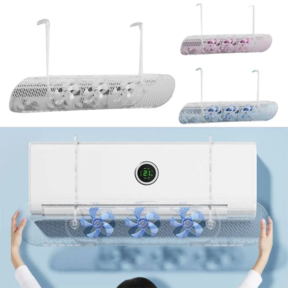 Air Conditioning Deflector with Extendable Wind Guide and Fan to Redirect Airflow and Enhance Ventilation in Rooms