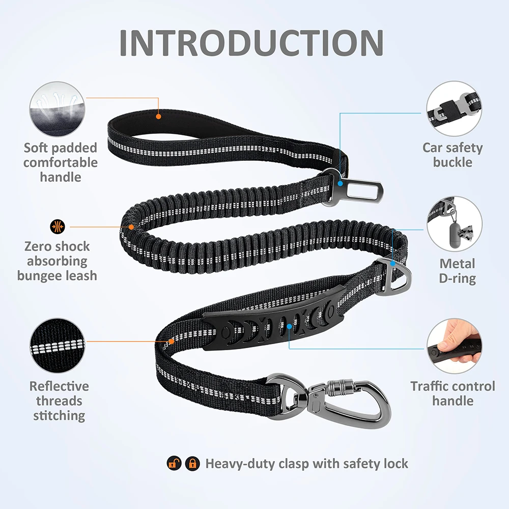 High Quality Retractable Dog Leash Reflective Pet Leashes Lead for Medium Large Dogs Running Walking Car Seat Belt Accessories