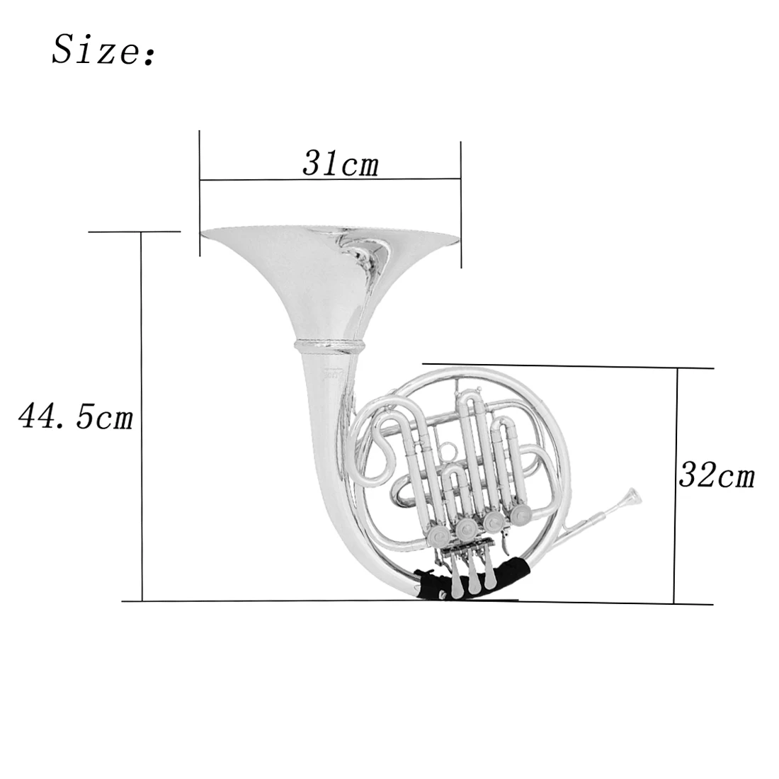 سليد ب ♭   القرن الفرنسي - 4 مفاتيح نحاسية قابلة للفصل، مطلية بالفضة، جرس أكبر من الدرجة الاحترافية مع مجموعة تنظيف لقطعة الفم