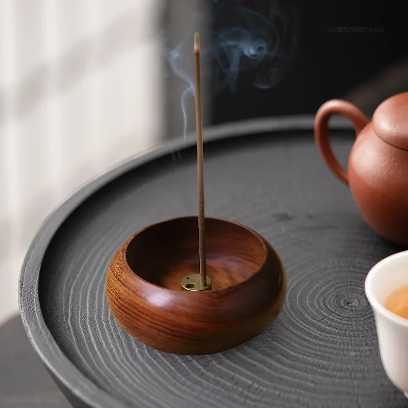 Wooden Bowl Type Mini Incense Holder Rosewood Incense Burner Stick Holder Bowl Shape Censer Home Decoration Smell Aromatic