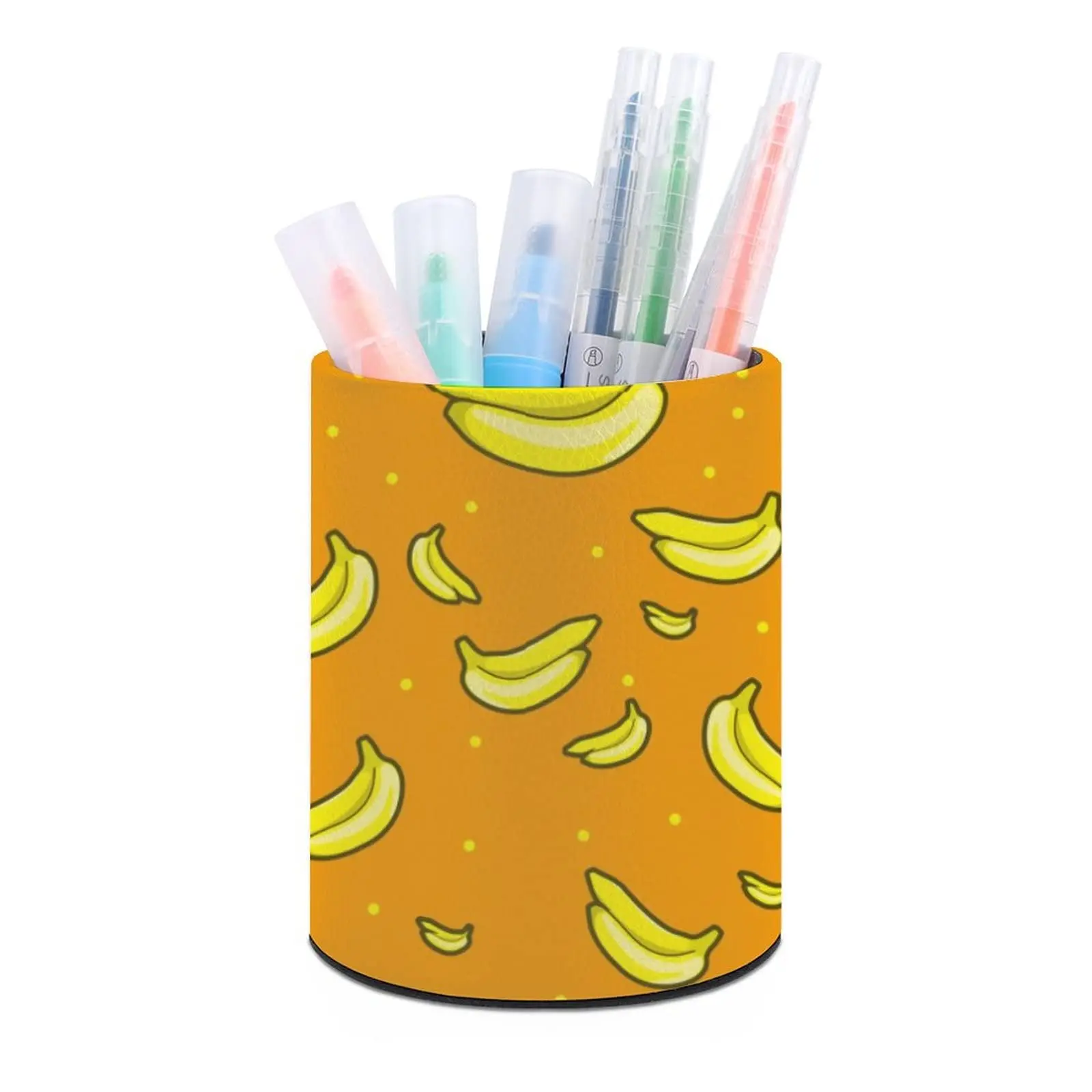 Imagem -04 - Leather Banana Pattern Lápis Titular Organizador de Mesa Escola Pen Storage Box Meninas Make up Brush Holder Casa e Material de Escritório pu