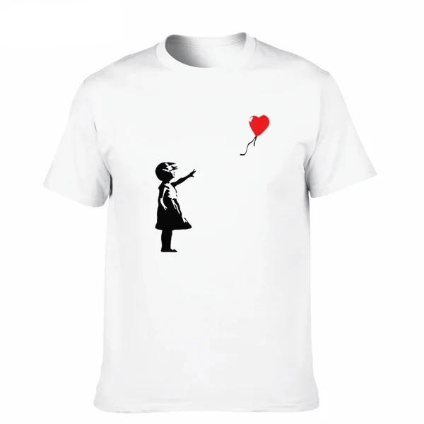 New Arrived T-shirt Funny Tops Tees Kcco Balloon Girl Banksy Men Short Sleeve Boy Casual Homme T Shirt Tees Plus Fashion