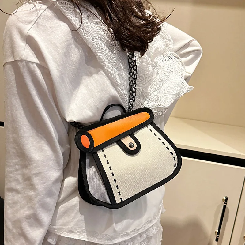 Chain Crossbody Bag Cartoon Anime Girlish Cute Cake Bag Fashionable Sweet Personality New Lightweight Color Blocking