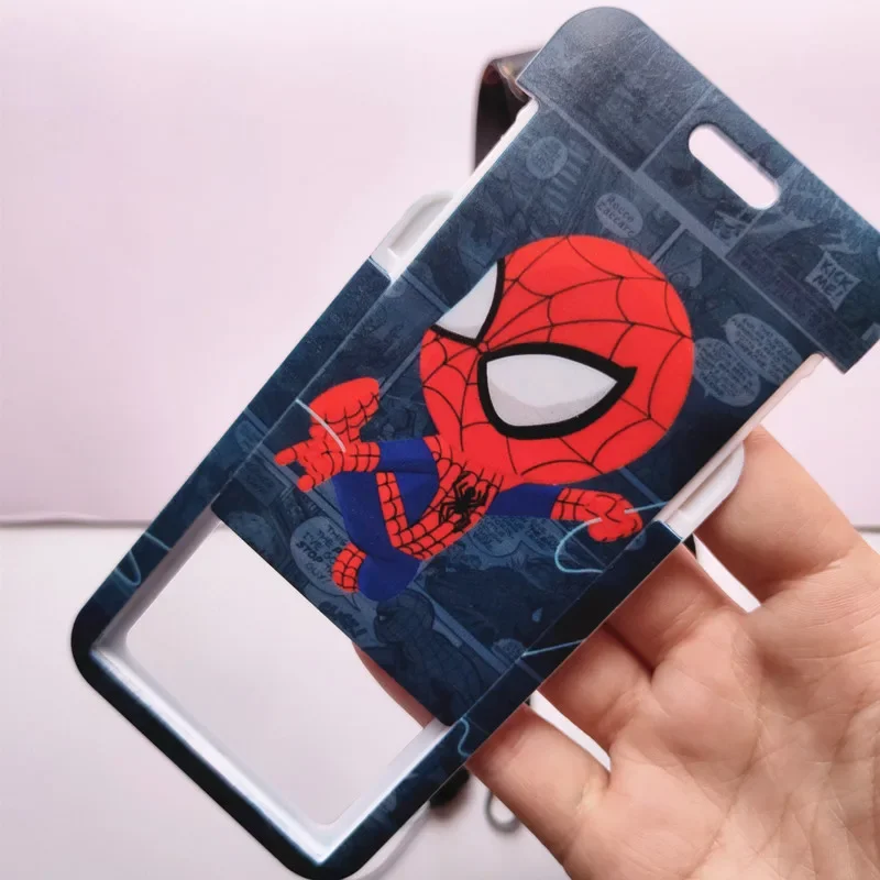 Disney Id Campus Card Cover Anime Figure Spiderman Iron Man Cute Pvc Student Card Holder Halter Neck Lanyard regalo per bambini