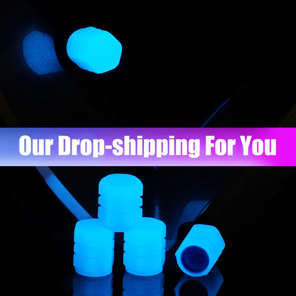 Blue Luminous Valve Cap Plastic ABS Luminous Tire Valve Cover Tires Accessories Tyre Stem Covers Applicable Car Motorcycle Bike