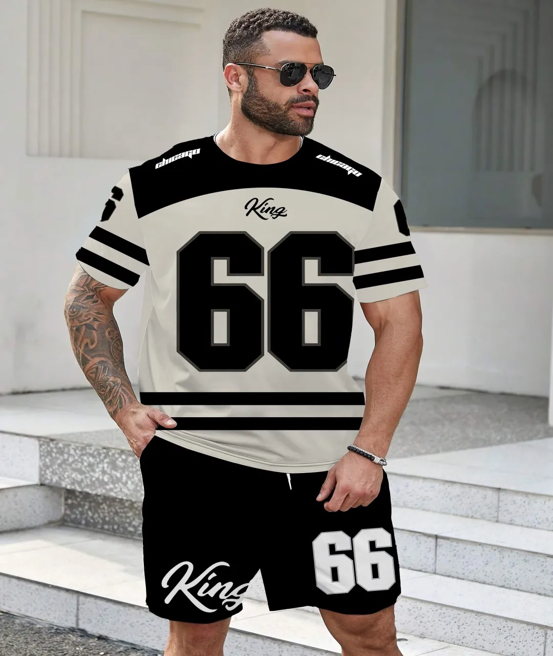 

2025 summer new men's suit 3D digital printed short-sleeved T-shirt men's crew neck sportswear Brooklyn Racing Football T-shirt