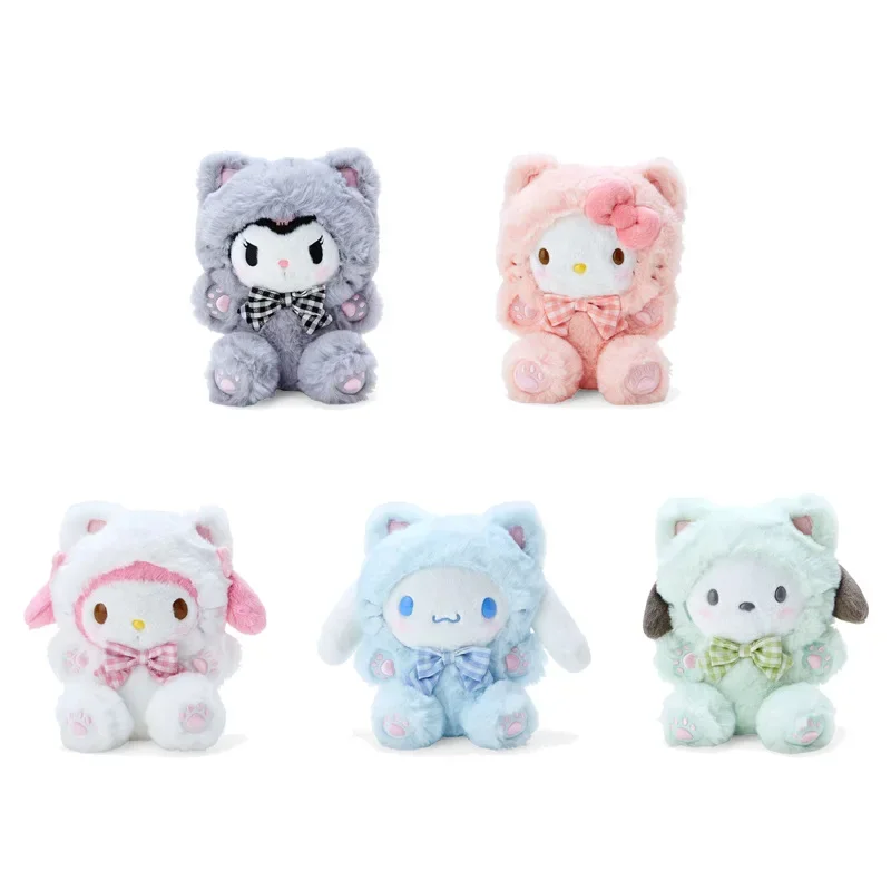 

New Kawaii Sanrio Chubby Series Hello Kittys Kuromi My Melody Plush Doll Cute Anime Cartoon Girl Bag Charm Plush Keychain Gift