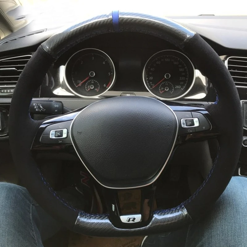 Anti-Slip Wildleder Leder Auto Lenkrad Geflecht Abdeckung Für Volkswagen VW Golf7 Mk7 Neue Polo Jetta Passat B8 Tiguan Sharan