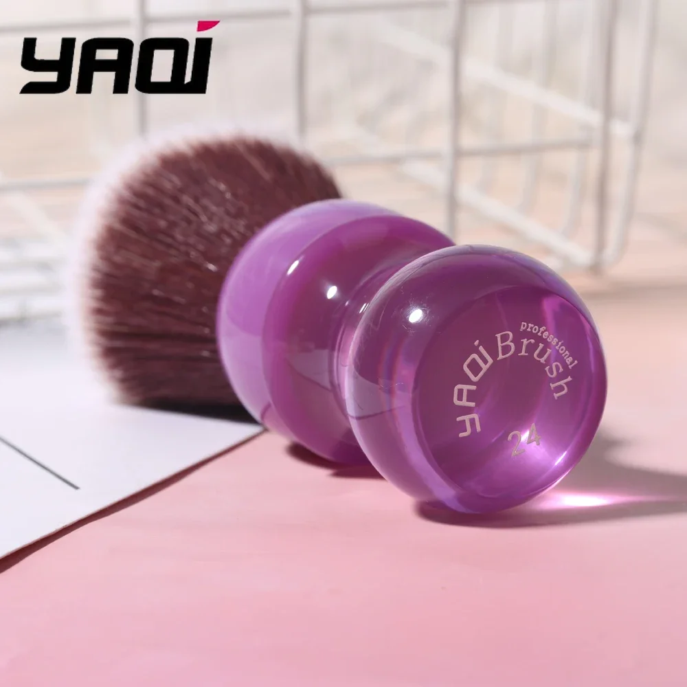 2026 YAQI 24mm Wet Shaving Brush for Men with Purple Handle Mink/Synthetic Hair Knot Beard And Face Grooming Tool