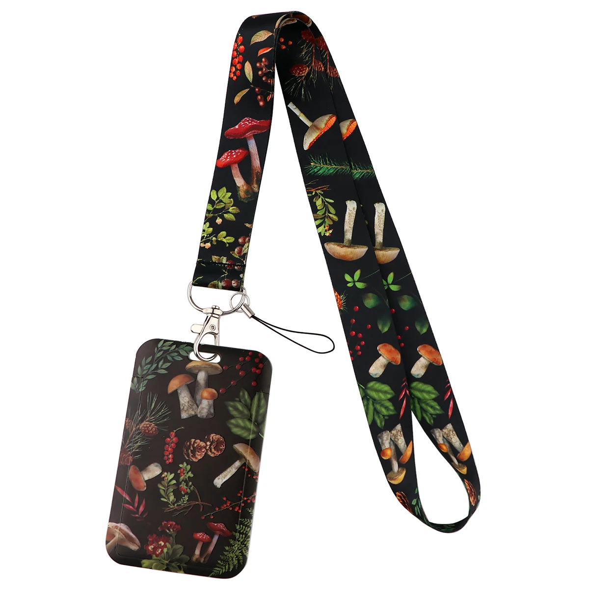 Mushroom Lanyard Business Credit Card Holder Neck Strap Keychain Hang Rope ID Badge Holder Phone Strap