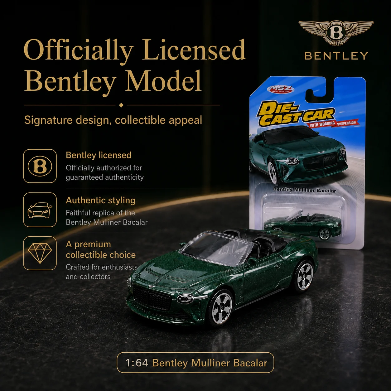 CCA 1:64 Bentley Mulliner Bacalar Miniature Model 1:64 3