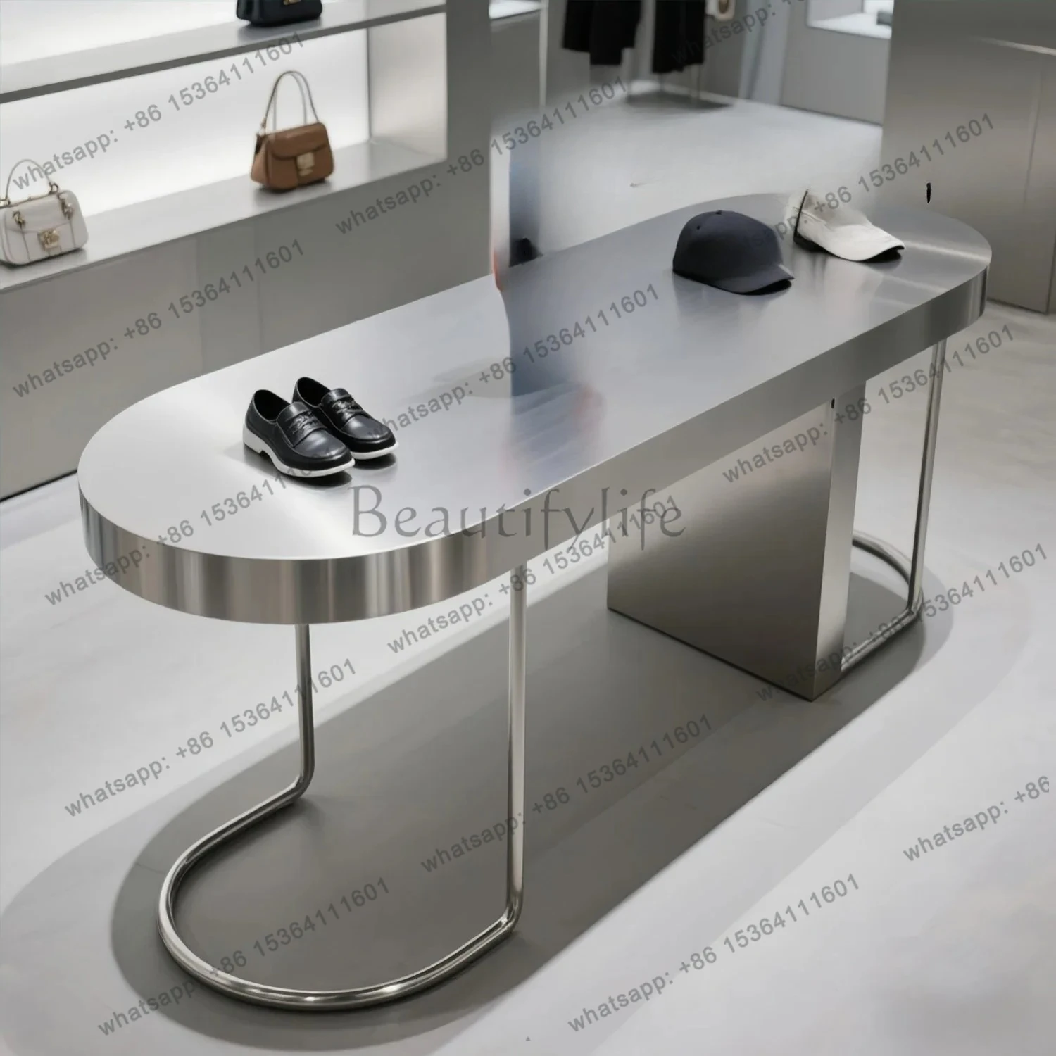 Clothing Store Nakajima Table, Running Water Table, Shoe Bag Jewelry Display Table, Stainless Steel Creative Product Display T