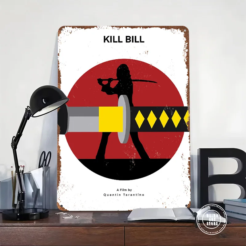 Kill Bill Poster Customized Wall Art Vintage Metal Signs Retro Tin Plaque for Man Cave Apartment Decoration Room Home Decor Men
