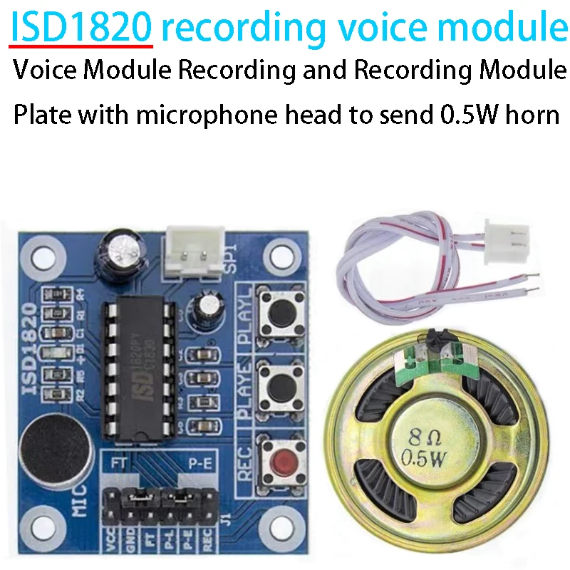 2/5/10PCS ISD1820 recording voice module voice module recording and playback module board with microphone to send 0.5W speaker