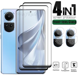 4-in-1 For Reno 10 5G Glass OPPO Reno 10 Pro 5G Tempered Glass Full Cover Curved 9H HD Screen Protector For Reno 10 Lens Glass