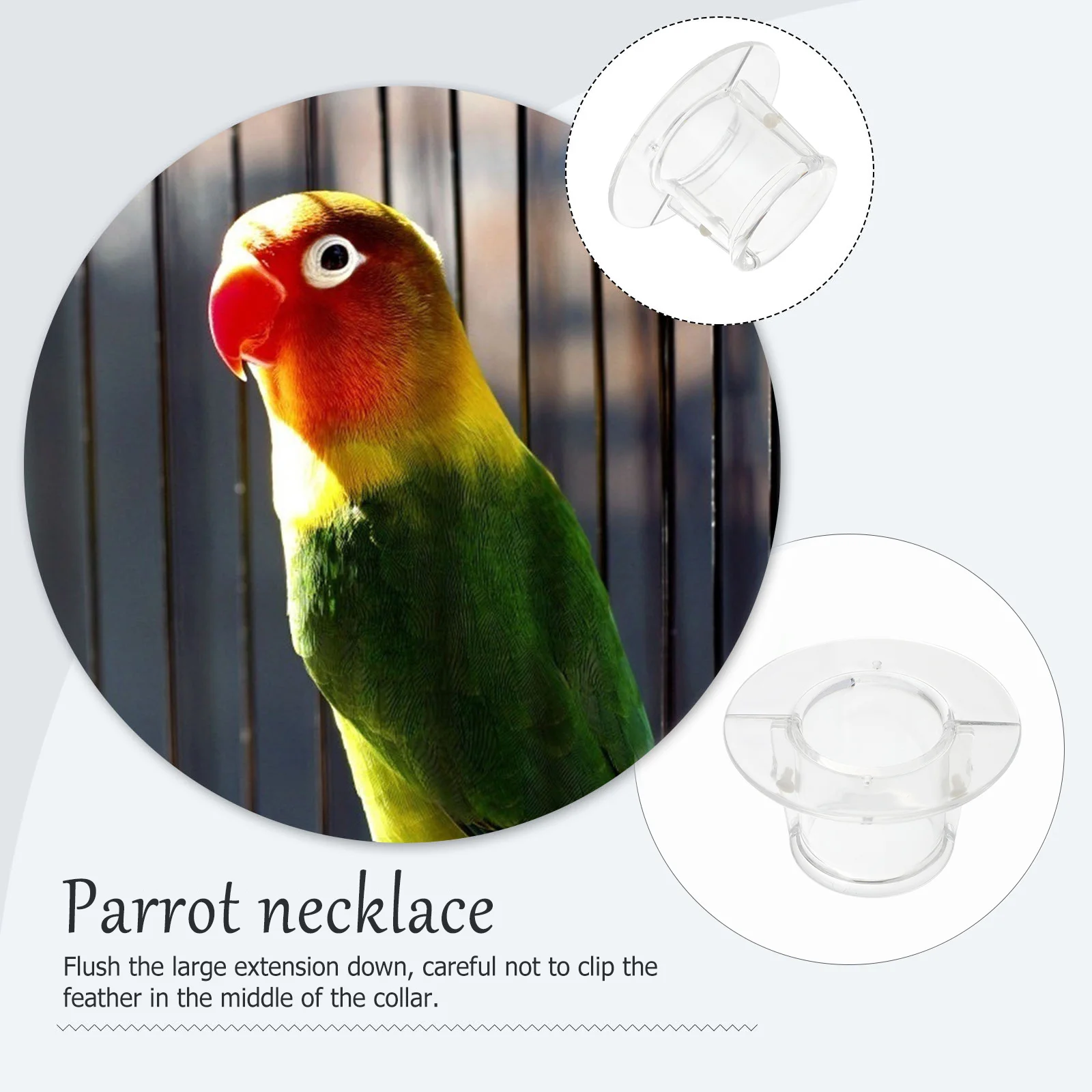

Parrot Anti-Bite Collar Large Size Acrylic Bird Neckband Restricts Neck Movement Prevents Plucking Macaw Cockatoo