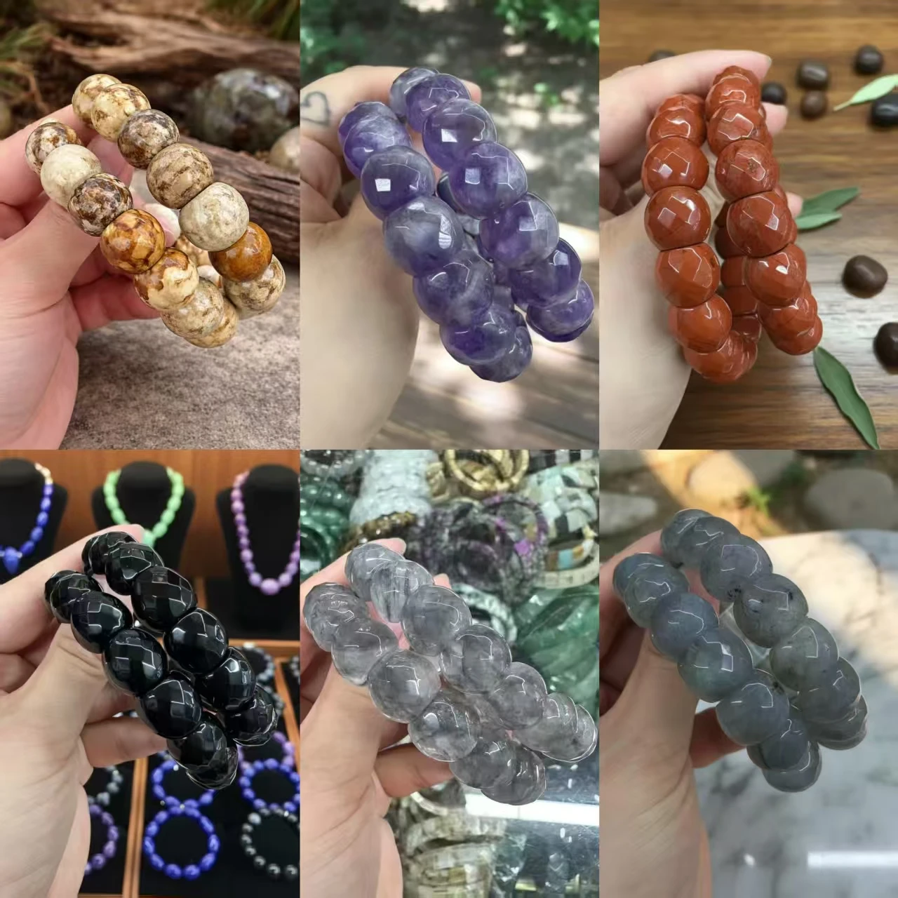 

Natural Red Jasper Black Onyx Moss Agate Crystal Bracelet 11x13mm AAA Stone Beads Fashion Jewelry Women Men Anniversary Present