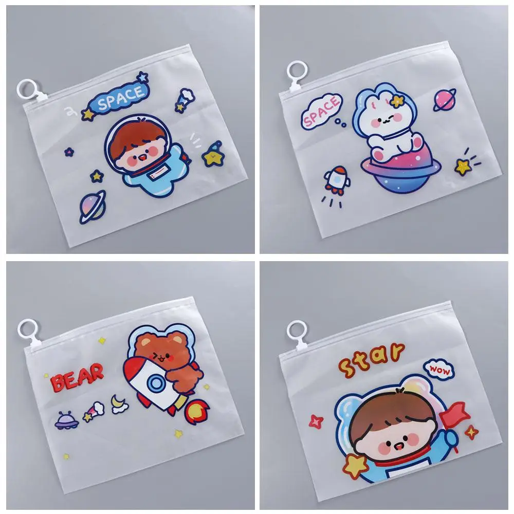 1 Pc PVC File Storage Bag Kawaii File Folder High Capacity Information Bag Cartoon Pen Case Learning Stationery Office Supplies