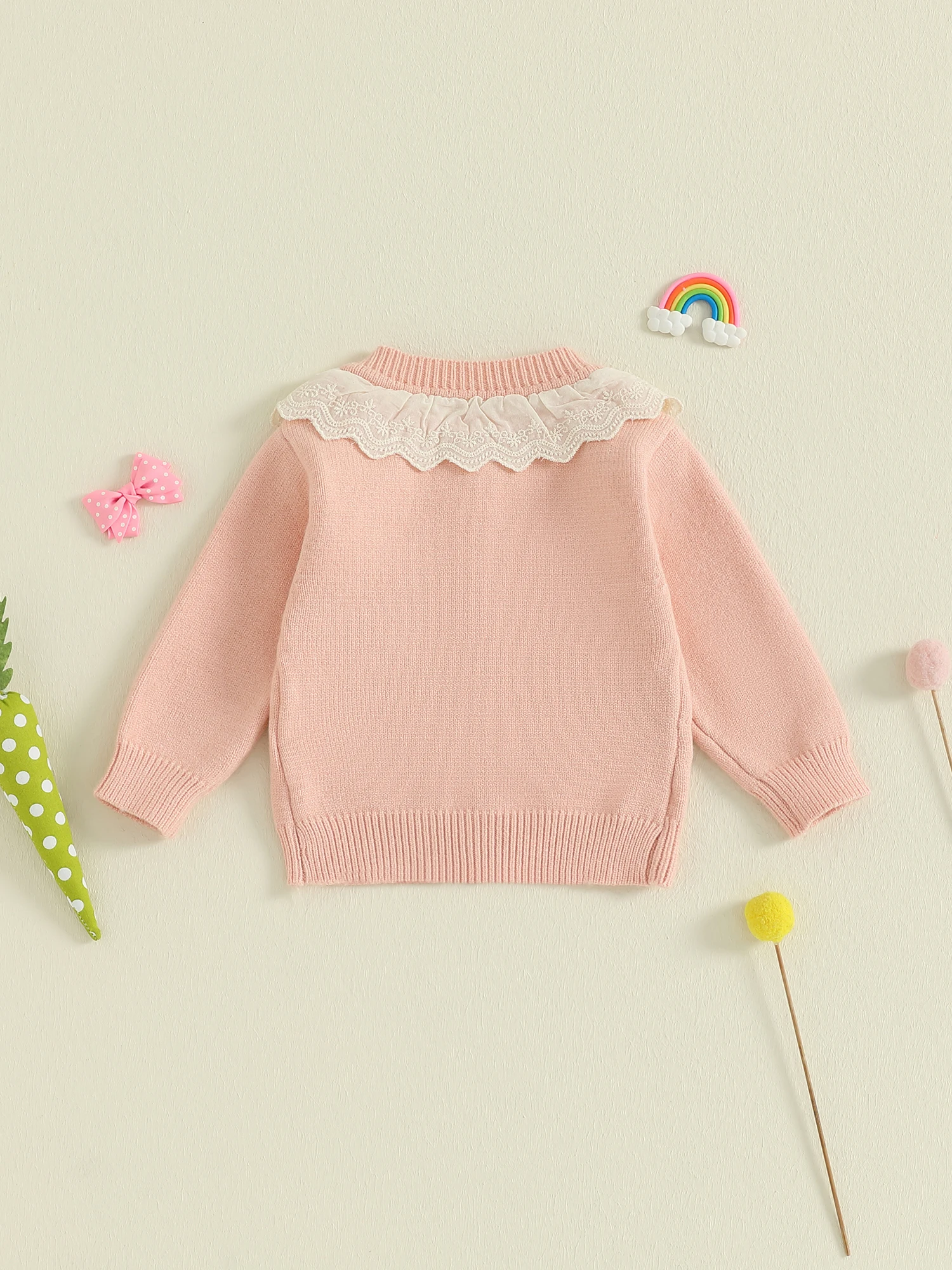 Kleinkind Mädchen Kapuzenpullover Niedlicher Hase Stickerei Strickjacke mit Knopfverschluss Warmer Winter Säuglingsoberbekleidungsmantel