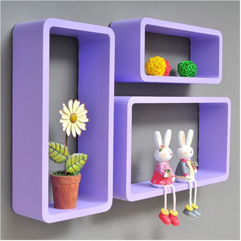 

3pieces / Lot Hexagon Shaped Decorative Wall Shelves Wood Modern Pink White 3D Sticker Korean Shelfs Shelf Organizer