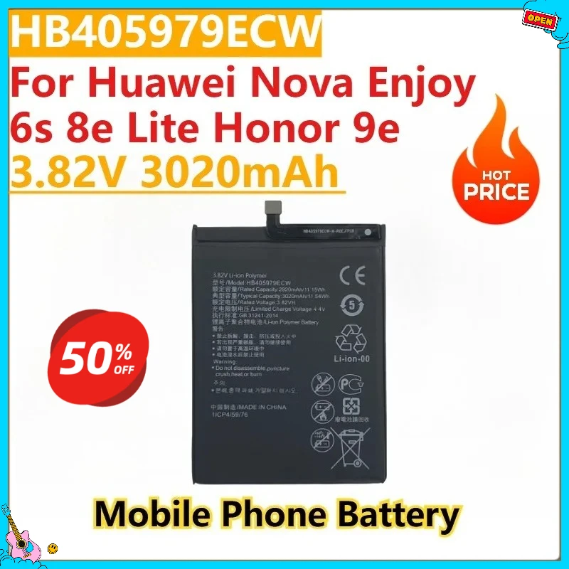 

Новый сменный аккумулятор HB405979ECW 3,82 В 3020 мАч для Huawei Nova Enjoy 6s 8e Lite Honor 9e