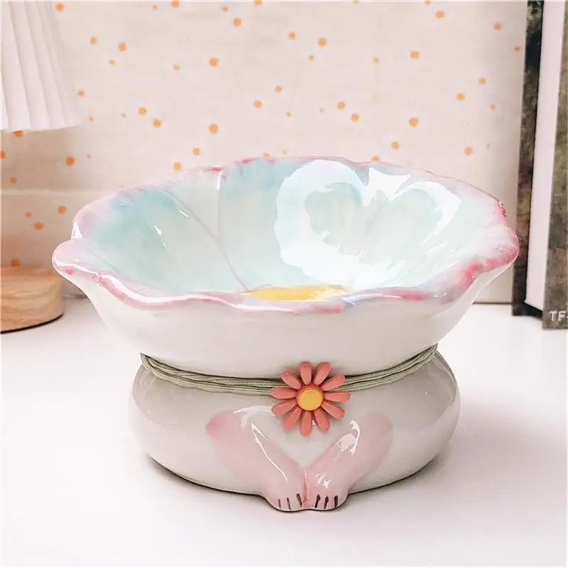 Cat Food Bowl Beautiful And Practical High Feet Home Supplies Pet Bowl Rugged And Durable Ceramics Home Decorations Dog Bowl