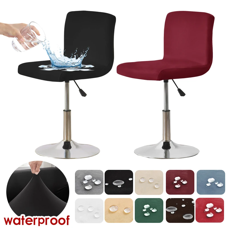 Waterproof Bar Stool Chair Cover Short Back Office Rotating Lift Chair Slipcover Elastic Seat Cover for Hotel Banquet Dining