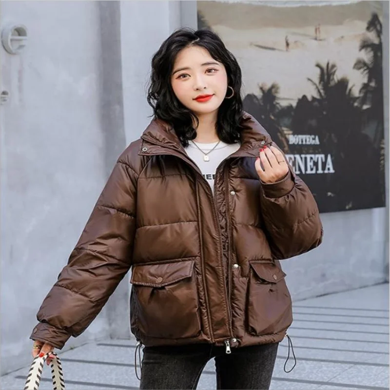 2023 new lightweight warm cotton-padded jacket ladies loose large size autumn and winter coat short cotton-padded jacket