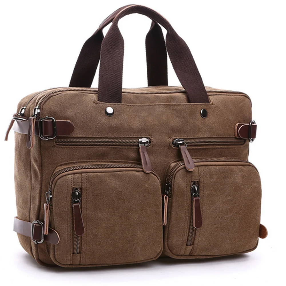 Imagem -02 - Elegante Mochila Laptop Grande para Homens Bolsa de Ombro em Notebook Bolsa Vintage Canvas 17 14 15 15.6 17.3