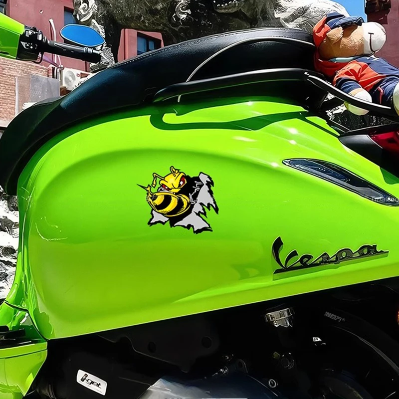 1PC Angry Bumblebee Motorcycle Stickers Waterproof for Motorbike Fuel Tank Helmet Fairing Electric Scooter Vinyl Decals