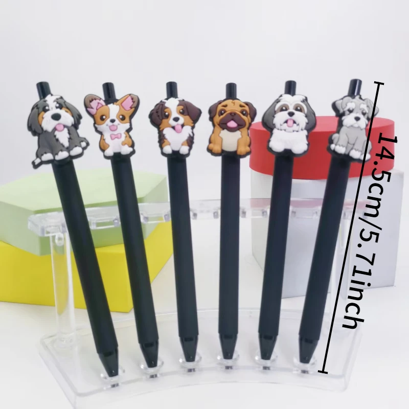 مجموعة مكونة من 10 أقلام حبر جاف بنمط Happy Dog، وتصاميم إبداعية للجرو، وأشكال متعددة، واللوازم المدرسية المكتبية