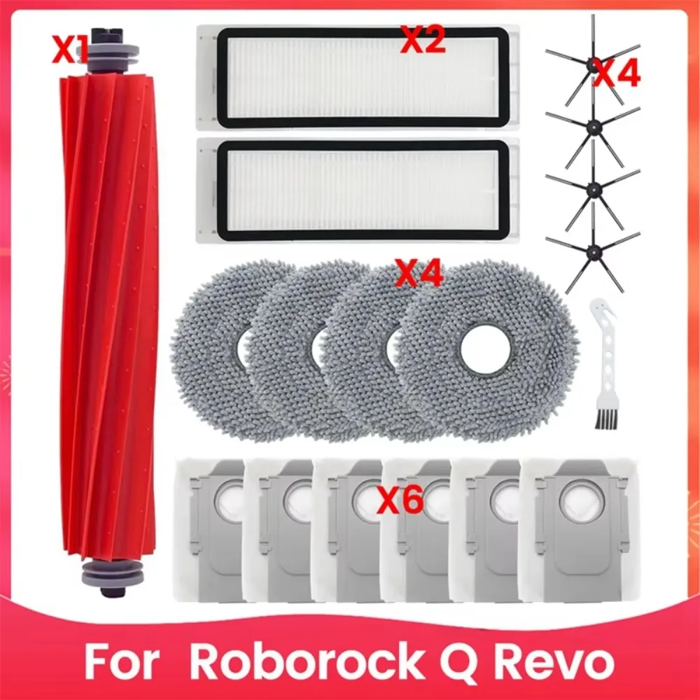 

B06B-For Roborock Q Revo Robot Vacuum Cleaner Main Side Brush Hepa Filters Dust Bags Replacement Parts