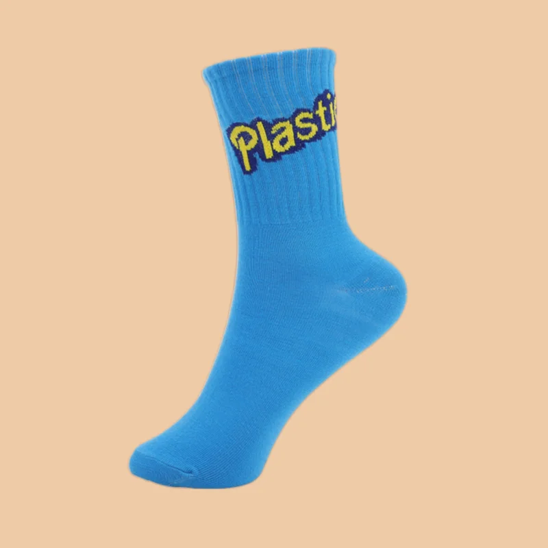 Calcetines de tubo medio para mujer, medias deportivas de estilo universitario, con letras Love, color azul, para las cuatro estaciones, 5/10 pares