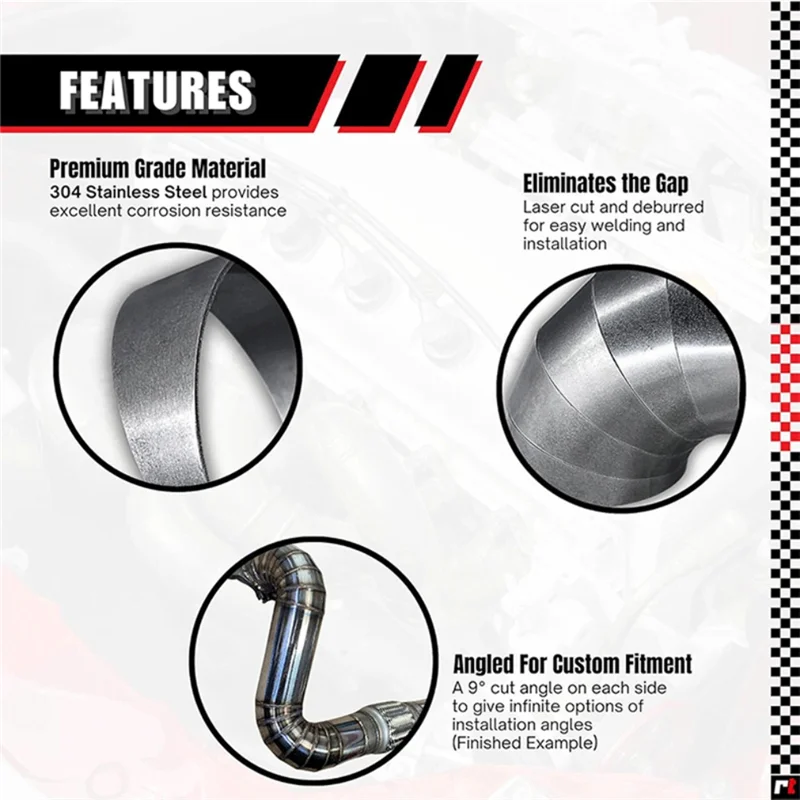 

AT05-90 Degree Stainless Steel Tight Radius Pie Cuts (Not Welded) - Lasercut & Deburred For Custom Exhaust (5Pcs)