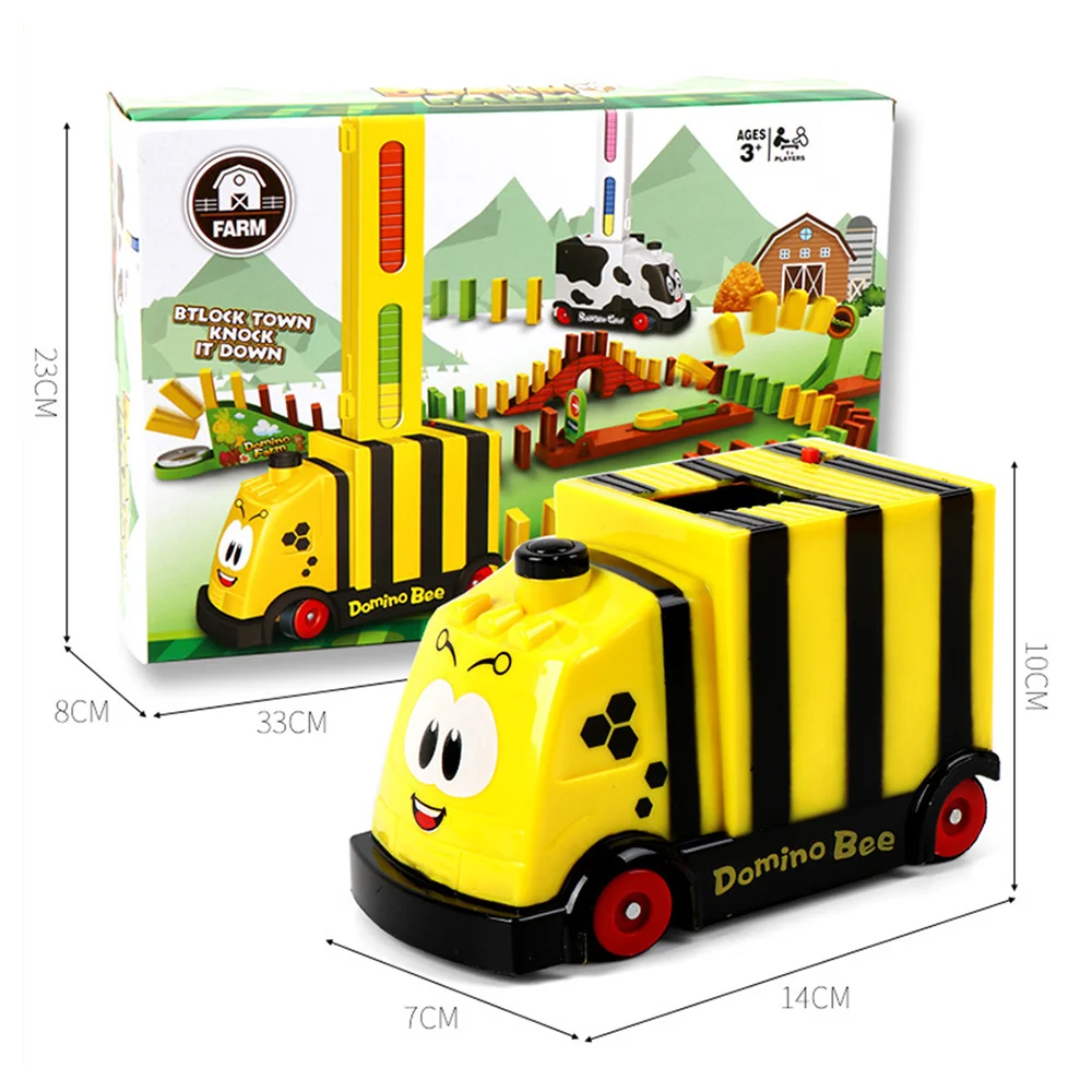 Jeu de blocs dominos colorés avec Train, Kit de Placement automatique, voiture avec son, jouet de construction et d'empilage pour enfant, apprentissage, B99