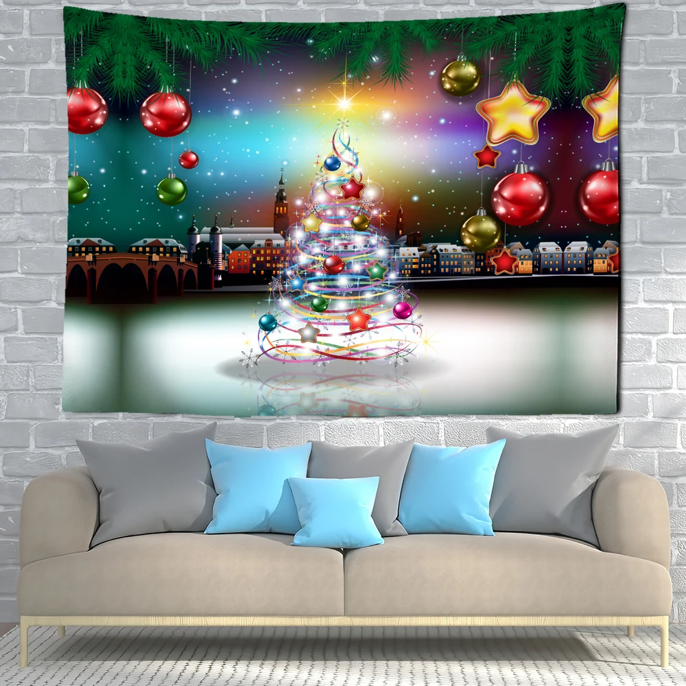 Christmas tree hanging cloth conservatory decoration small fresh tapestry home Santa gift scene limited theme 