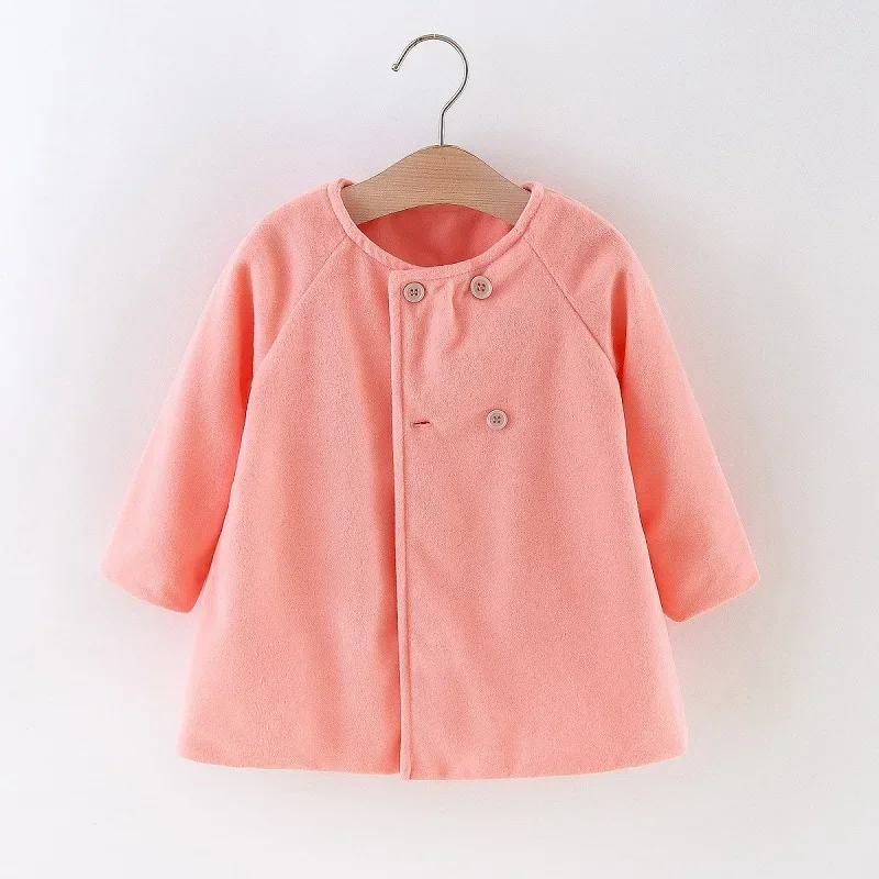 Cappotto per bambina in tinta unita di nuova moda autunno e inverno Abbigliamento a maniche lunghe per bambini in stile coreano (0-3 anni)