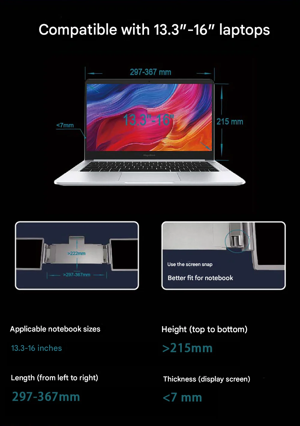 Display 14 Inch Laptop Screen Extender 16:10 Portable Monitor with Dual IPS LCD Display for windows and MacBook
