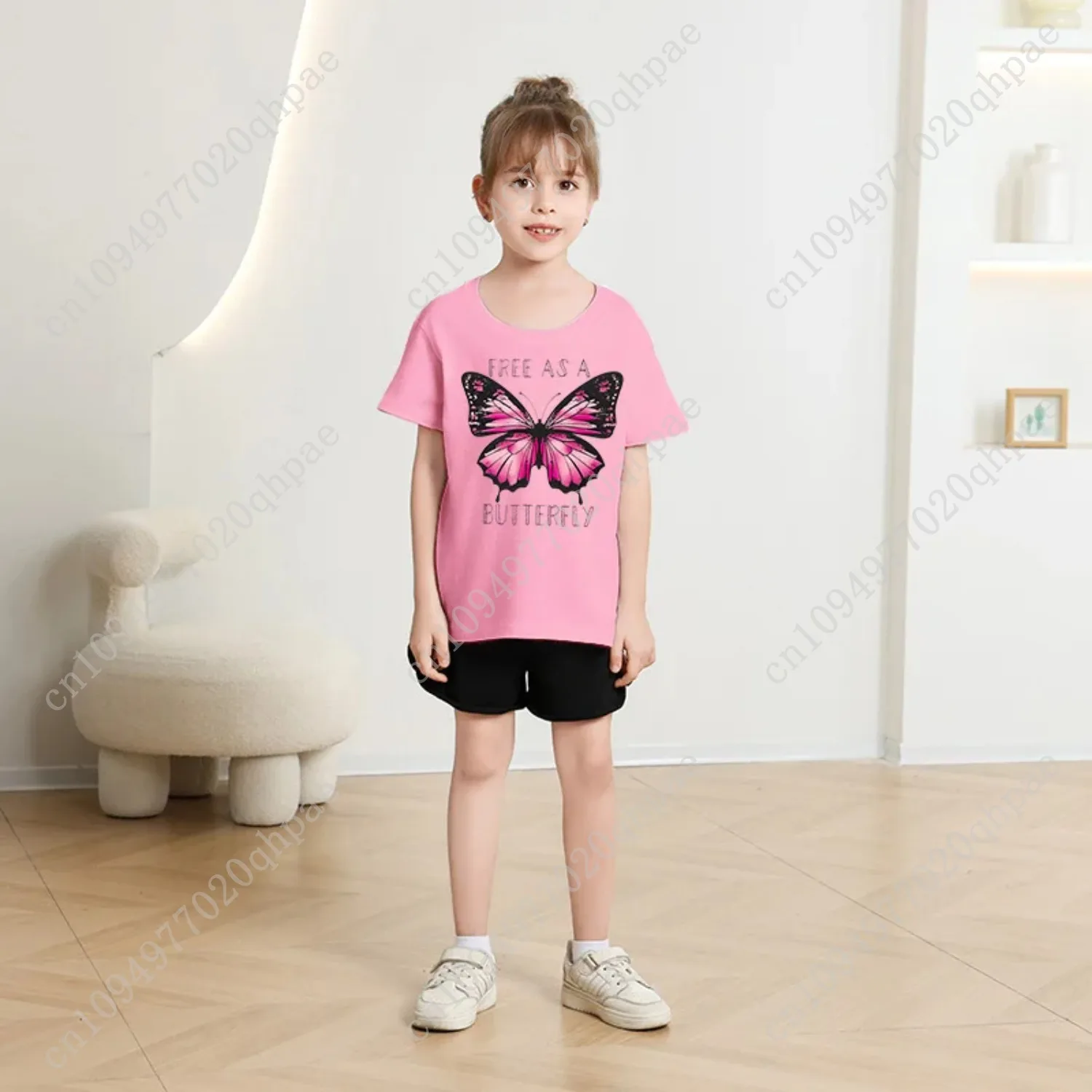 Girls Short Sleeve T-shirt Summer New Children's Top Loose Fashion Short Sleeves Clothes  Kids Clothes