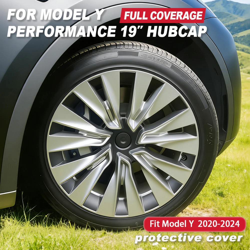 4PCS Hub Cap for Tesla Model Y 19 Inch Hubcap 2018-2024 Performance Wheel Cap Full Rim Cover for Gemini Wheel Parts Accessories