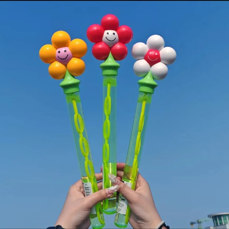 Summer Outdoor GamesDopamine Colorful Flowers King Interactive Bubble Water Soap Bubbles Handheld Kids Toys Girl Gifts Baby Toys