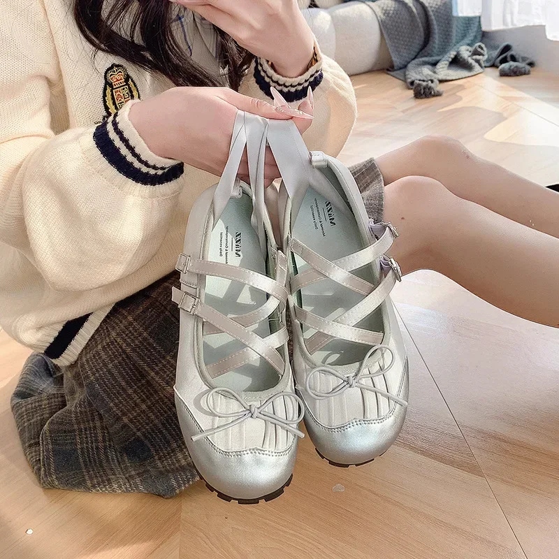 

Women Ballet Flats Shoes Fashion Elegant Cross Strap Shoes Ladies Outdoor Dress Flats Shallow Ballerina Shoes 2025 Zapatillas