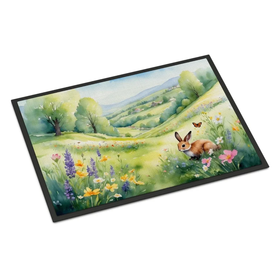 

Коврик для передней двери Rabbit Springtime Meadow, коврик для входной двери, уличные коврики для прихожей, нескользящий, моющийся, с низким ворсом, 24 часа х 36 Вт
