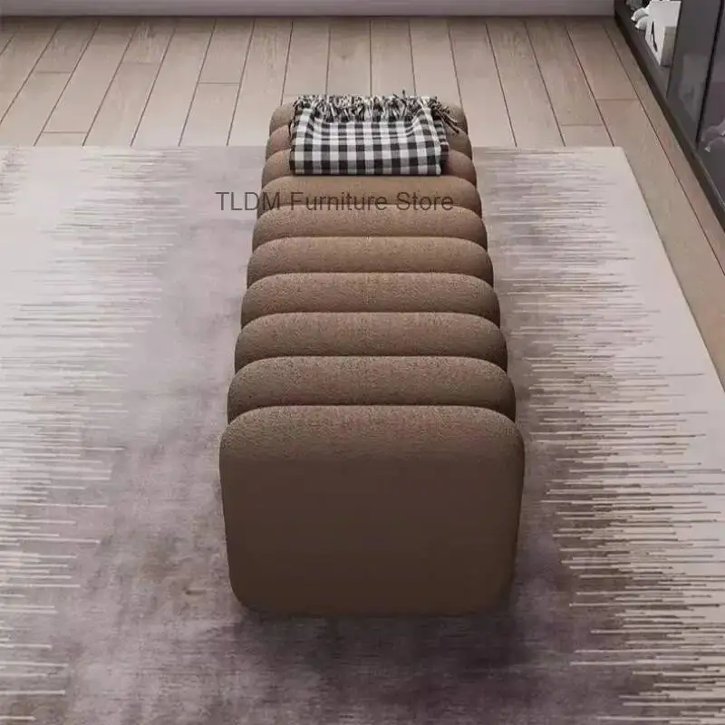 CreativitySimple Modular Connectable Shaggy Boucle Ottoman Stool Warm Padded Seating Stools For Living Room Closet Home Decor Fu