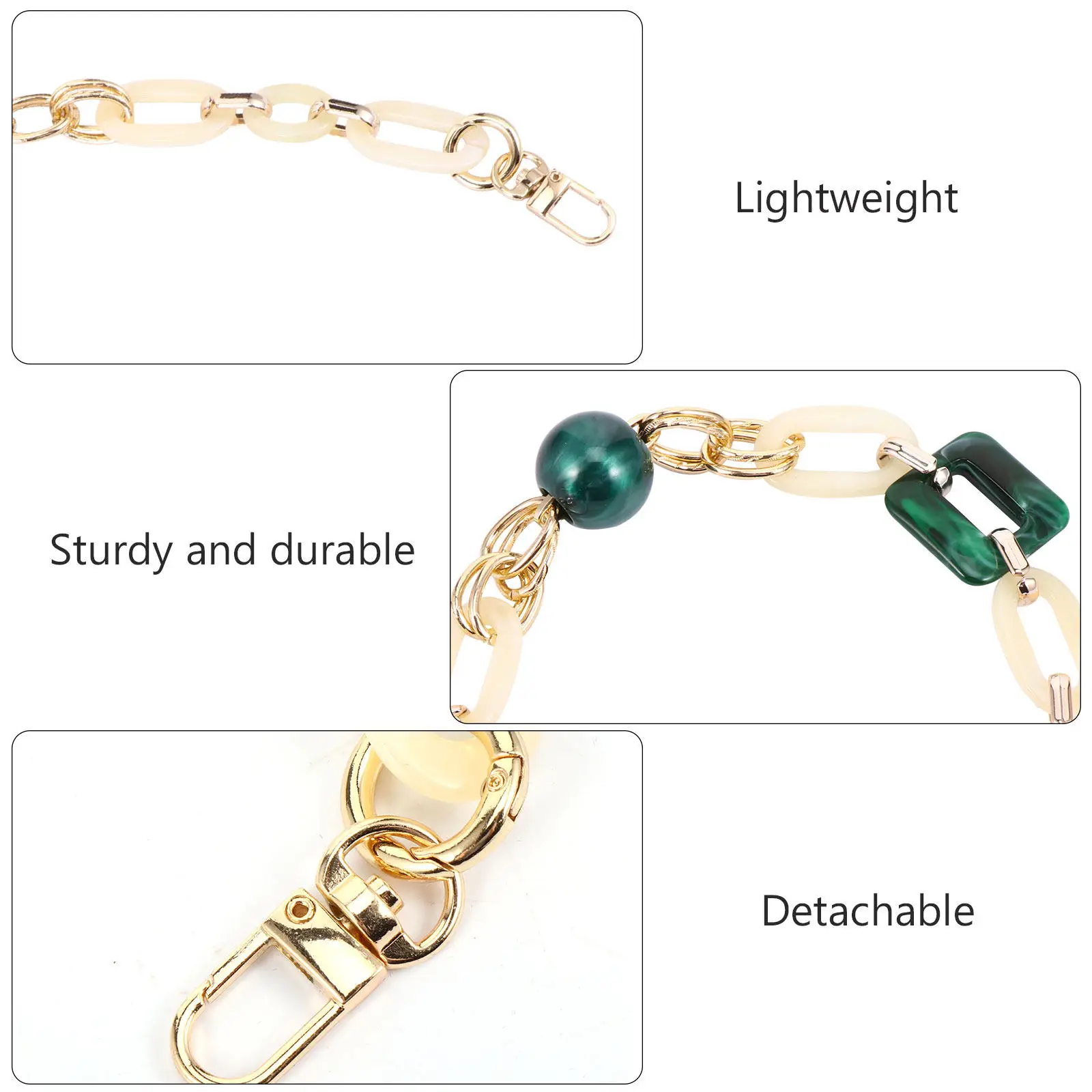 Acrylic Strap Bag Decorative Strap Chain Acrylic Bag Chain Replacement Retro Style Tote Purse Accessory Lightweight Gift - view 5